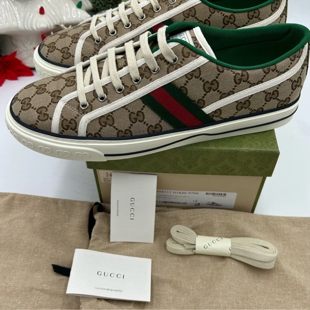Men’s Gucci tennis 1977 low top sneakers size 12 fits 12.5 made in Italy